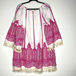 New Velzera Tassel Boho Peasant Y2K Tunic Top Women's Size 3XL
